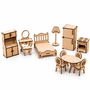 Wooden DIY Miniature Furniture for Kids – Creative Craft Play Set