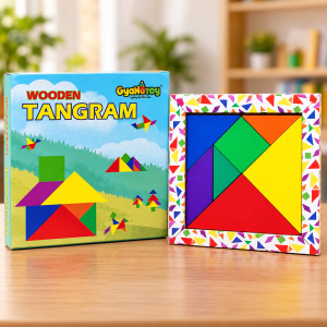 Wooden Tangram Puzzle for Kids – Multicolor Brain Teaser in Box