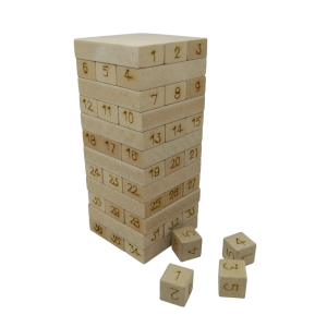 Wooden Mini Stacker Game – 36 Blocks & Dice Combo